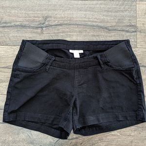 Motherhood Maternity Medium Black Under Belly Shorts 3.5" Inseam Stretchy Denim